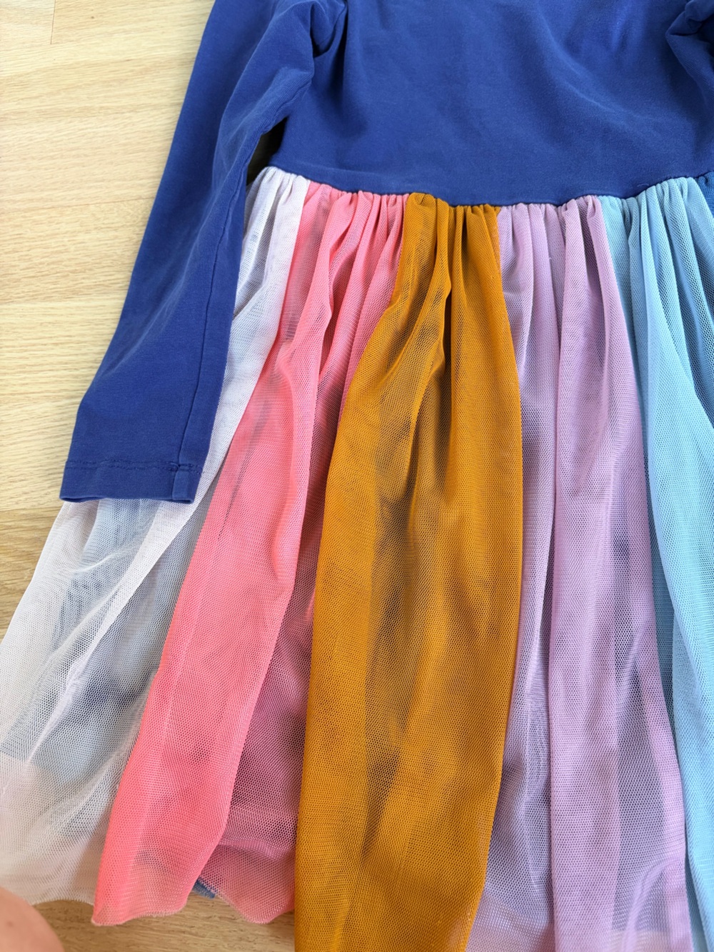 Hanna Andersson Rainbow Tulle Twirl Dress Girls Size 4 Long Sleeve - Picture 2 of 4